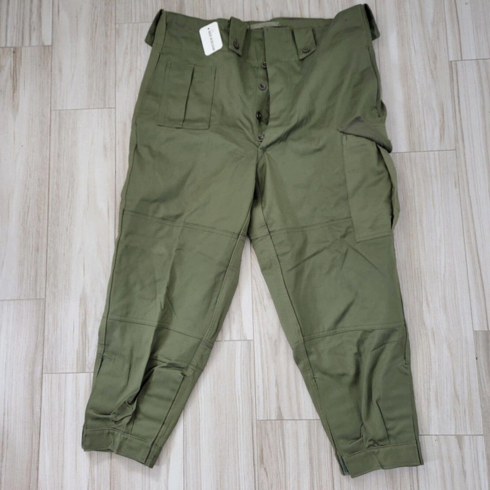 VTG Belgium 1974 Seyntex Military Green Cargo Button Fly Heavy Pants NOS 40 X 27